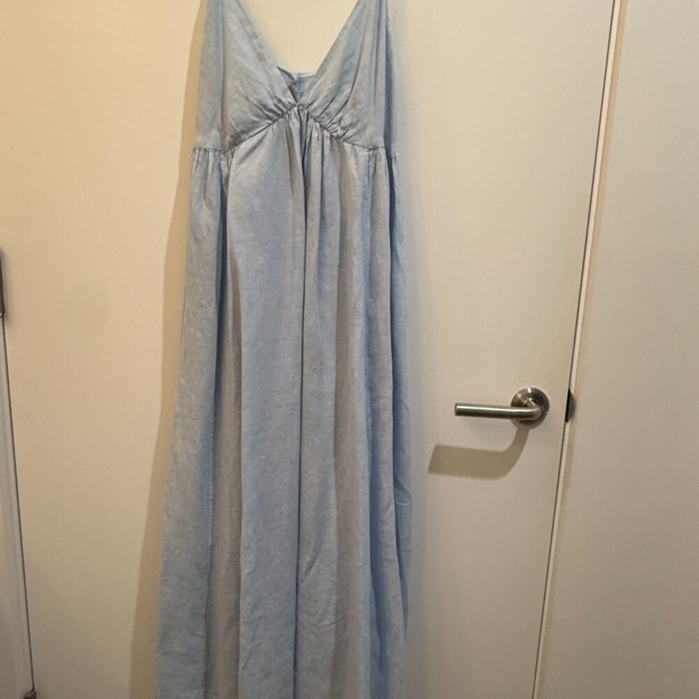 Blue Maxi Dress with Tie Back Detail - Picture 2 of 8